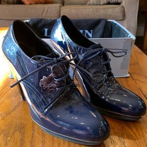 Lanvin High heel Derby - Patent Calf size 38 in Bleu Marine